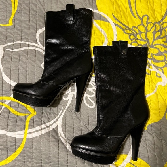 Calvin Klein Jeans Veronica Leather Pull On Mid-Calf Boots - Picture 4 of 16